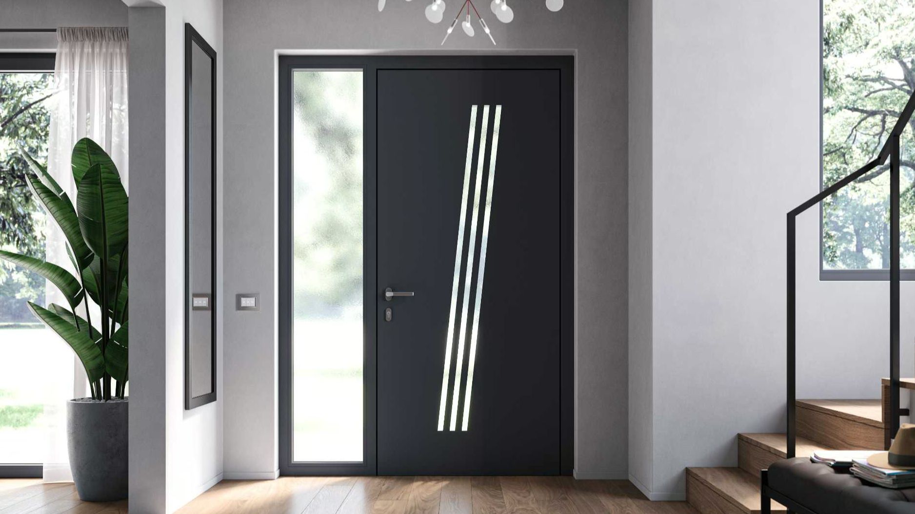 Stilvolle und Energieeffiziente Aluminiumeingangstüren der Linie Infinity von TechniCasa Italia